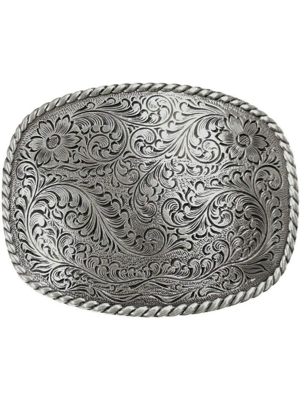 Vintage Floral Engraved Western Belt Buckle for 1.5" Wide Belts - Unique Design